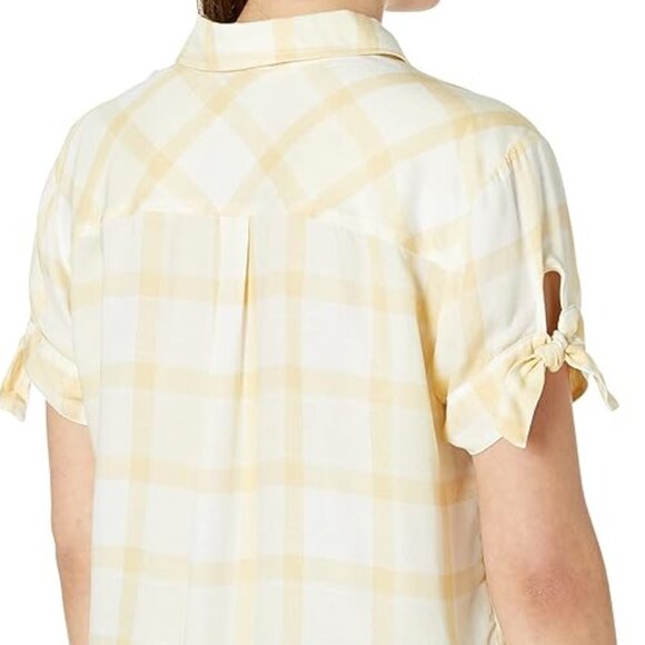 NWT PAIGE Avery Shirt Tie Front in Butter - Picture 2 of 2